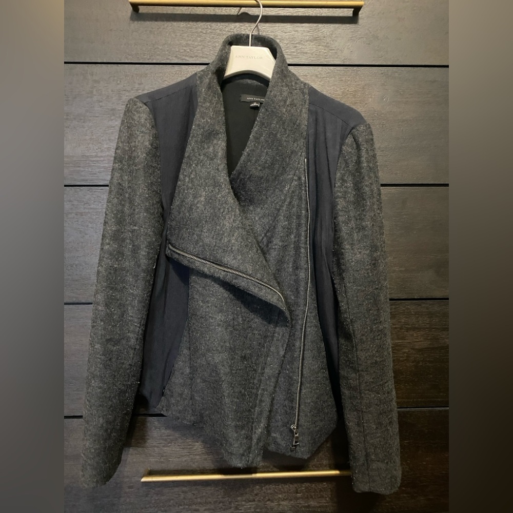 Ann Taylor Mixed Media Moto Style Jacket